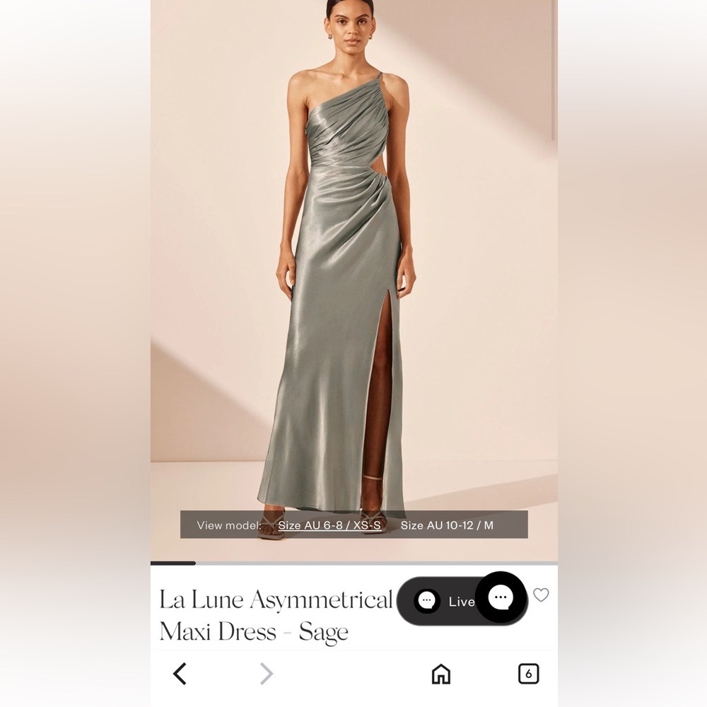 SHONA JOY - LaLune One-Shoulder Cutout Maxi Dress - Sage